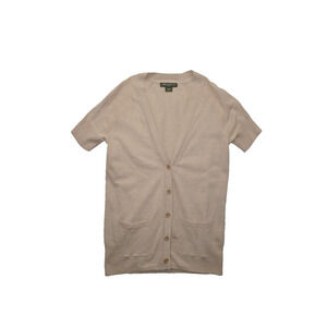 Eddie Bauer Linen Cotton Short Sleeve Button Cardigan Sweater Women’s Small Beig